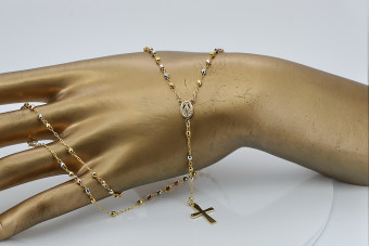 Cadena italiana de rosario de oro rosa blanco amarillo de 14k rcc003ywr