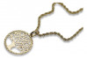 Pendentif arbre du bonheur 14k 585 or avec chaîne en corde cpn056y&cc019y