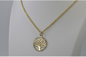 Złota zawieszka Drzewko szczęścia 14k 585 z łańcuszkiem linką cpn056y&cc019y
