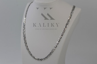 Łańcuszek z białego złota 14k 585 Tygrysie oko włoski cc021w