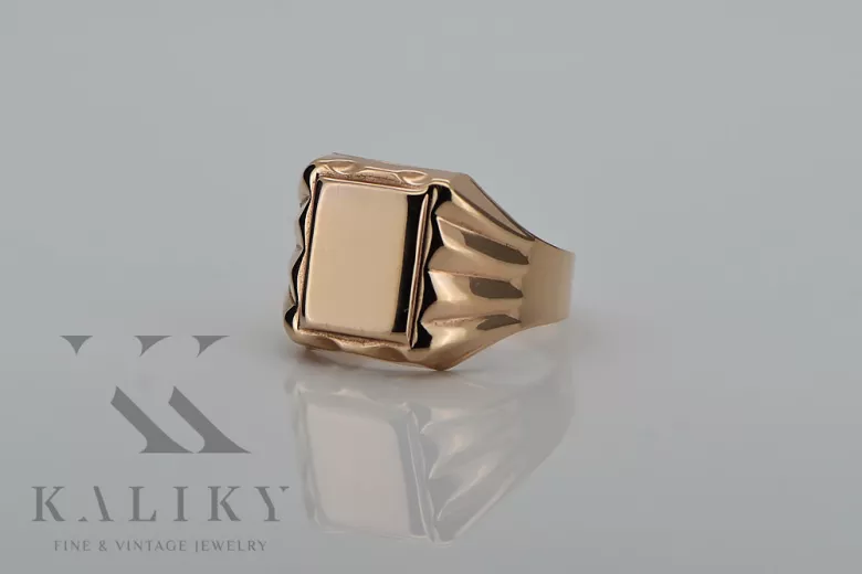 Rose pink 14k 585  gold Men's signet ring csn016r