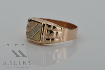 Anillo de sello para hombre en oro 585 de 14 quilates en oro rojo rosa csn001r