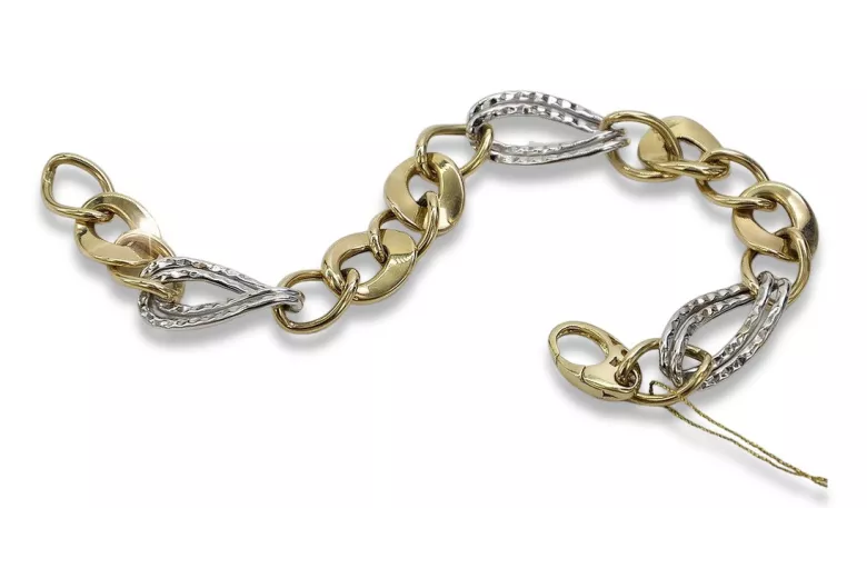 Yellow & white Italian 14k gold fancy bracelet cb132yw