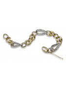 Bracelet fantaisie en or italien 14 carats jaune & blanc cb132yw