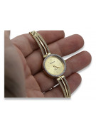 Gelbe 14 Karat Gold Geneve Lady Uhr lw025y