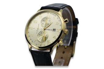 Жълт 14k 585 златен мъжки часовник Geneve mw005y