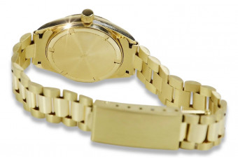 Złoty zegarek damski 14k 585 z bransoletą Geneve w stylu Rolex lw020ydbl&lbw009y