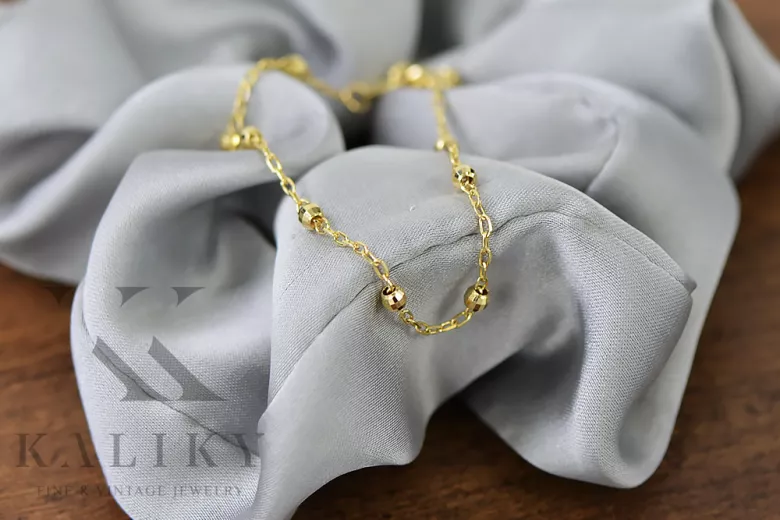 Yellow Italian 14k gold fancy ball bracelet cb103y