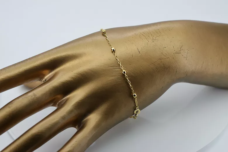 Pulsera de bola de fantasía italiana amarilla de 14k de oro cb103y