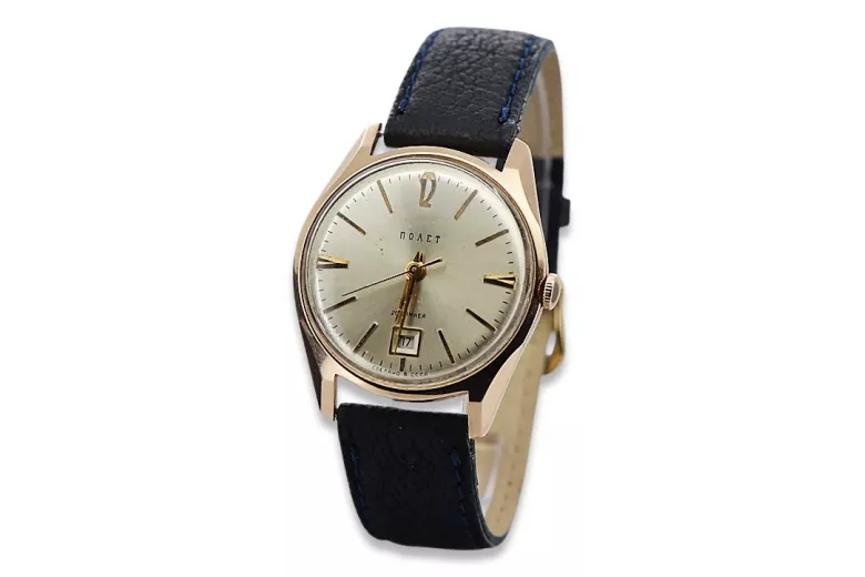 Russe soviétique rose 14k 585 or homme Poliot montre vw004