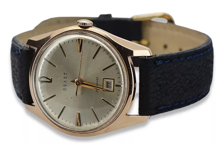 Ruso soviético levantó 14k 585 oro reloj Poliot para hombre vw004