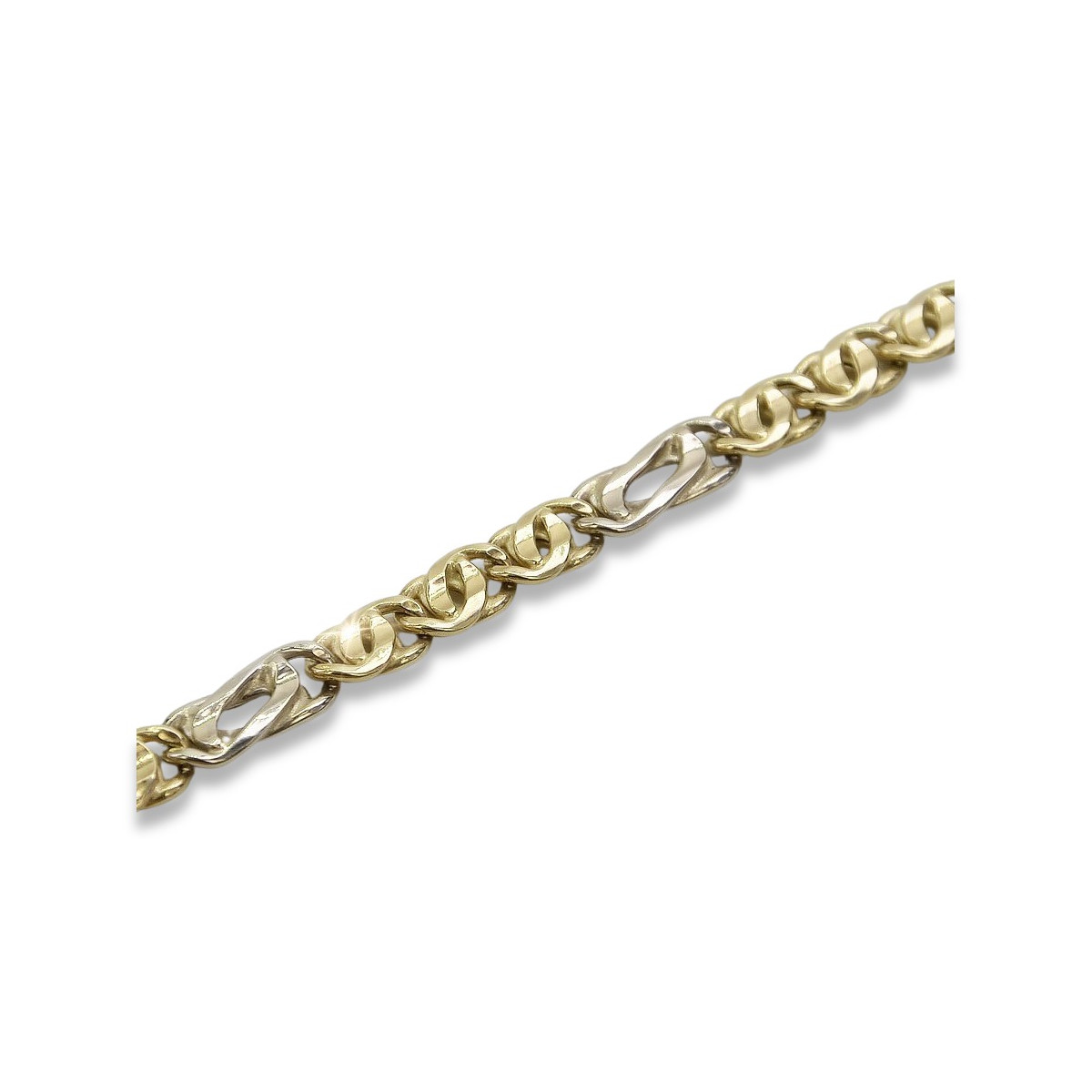 Bracelet italien en or jaune blanc 14 carats cb093yw