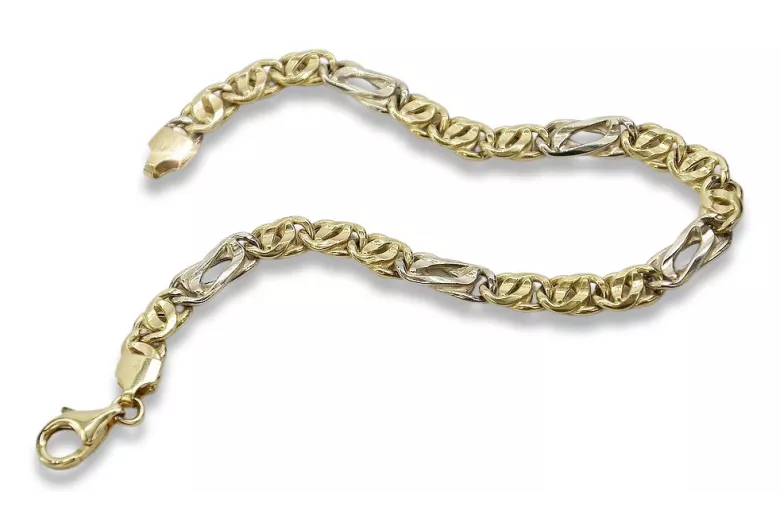 Italian yellow white 14k gold bracelet cb093yw