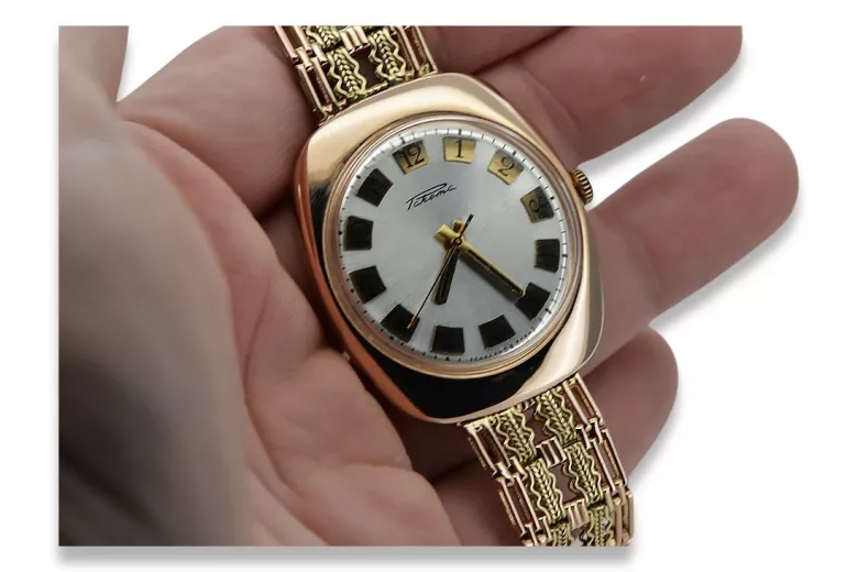 Reloj Raketa para hombre ruso soviético rosa 14k 585 de oro vw002&vbw002