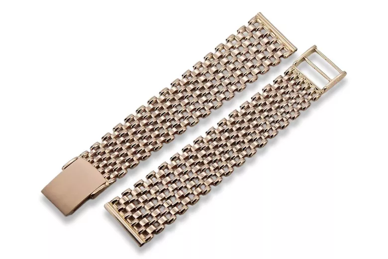 Bracelet de montre en or rose rose russe homme 14k 585 mbw004r