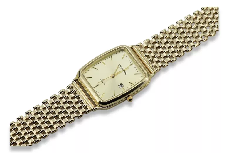 Gold men's watch Geneve ★ zlotychlopak.pl ★ Gold purity 585 333 Low Price!