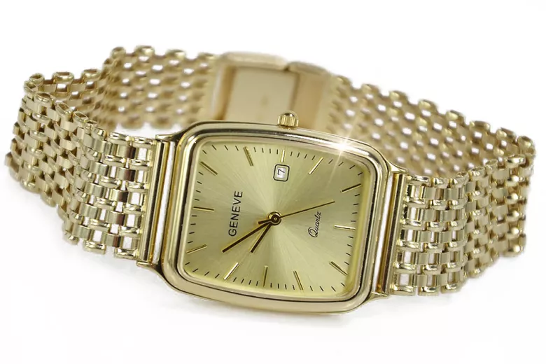 Reloj de oro para hombre Geneve ★ zlotychlopak.pl ★ Pureza de oro 585 333 Precio bajo!