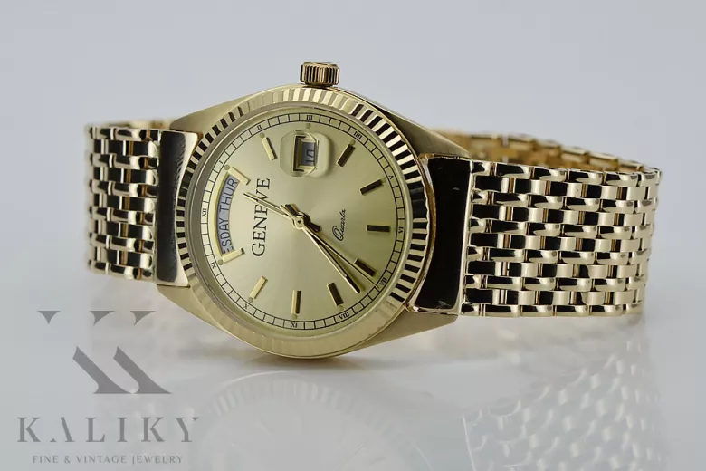 Reloj de oro para hombre Geneve ★ zlotychlopak.pl ★ Pureza de oro 585 333 Precio bajo!