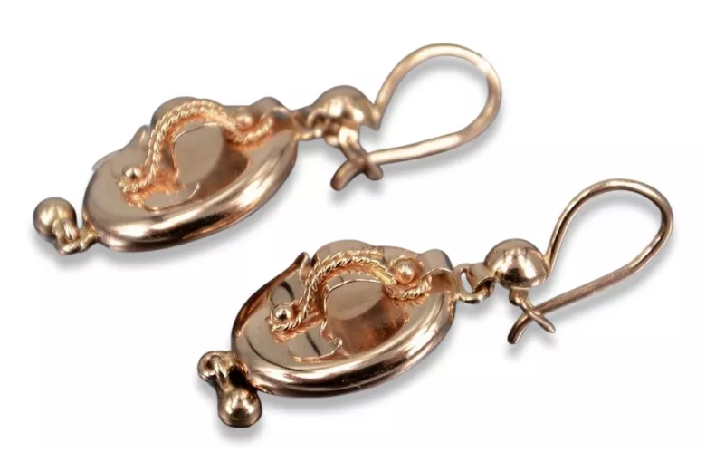 Boucles d'oreilles Samovar en or rose 14 carats d'époque, sans pierres précieuses ven244