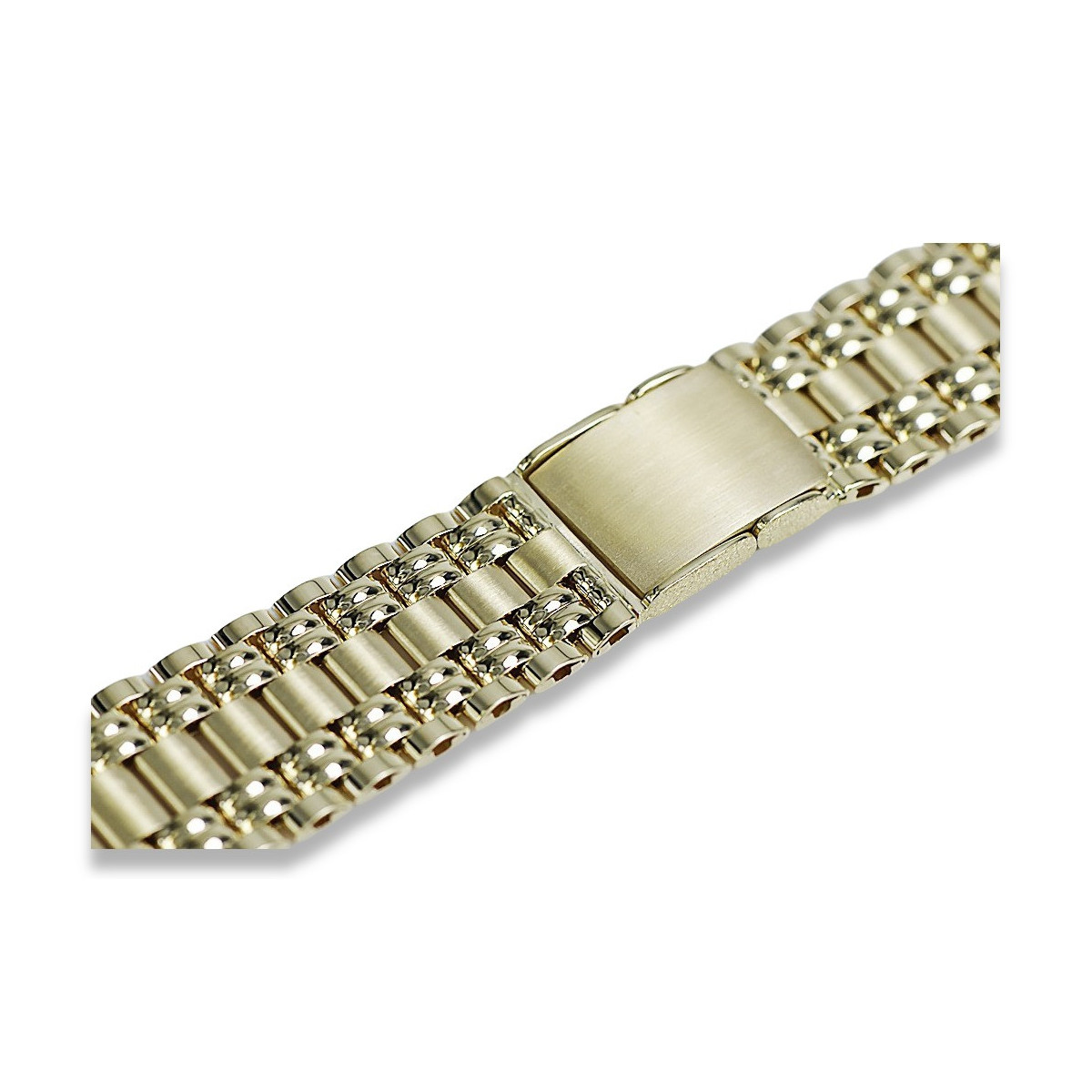 Pulsera de reloj de hombre de oro amarillo italiano de 14k mbw012yo