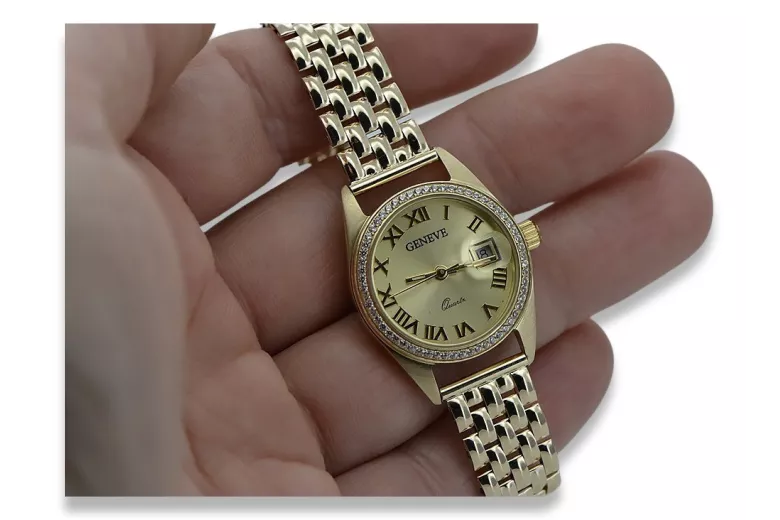 Goldene Herrenuhr Geneve ★ zlotychlopak.pl ★ Gold Reinheit 585 333 Niedriger Preis!