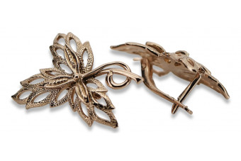 "Klassische 14 Karat Roségold 585 Ahornblatt Ohrringe ohne Edelsteine" ven096r