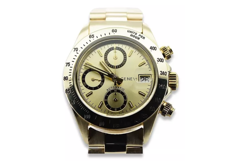 Reloj de oro para hombre Geneve ★ zlotychlopak.pl ★ Pureza de oro 585 333 Precio bajo!