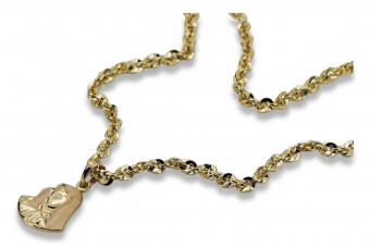 Богородица Дева Мария 14k златна висулка & Corda верига pm004yS&cc074y