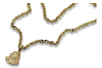 Богородица Дева Мария 14k златна висулка & Corda верига pm004yS&cc074y