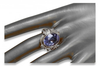 Ruso Soviet rosa 14k 585 oro Alejandrita Rubí Esmeralda Zafiro Zircón anillo vrc100