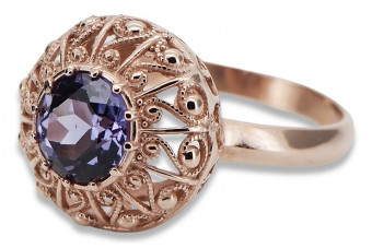 Bague Russe Soviétique Rose Or 14K Alexandrite Rubis Émeraude Saphir Zircon 585 vrc059