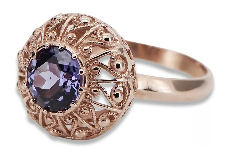 Russie soviétique rose 14k 585 or Alexandrite rubis émeraude saphir Zircon bague vrc059