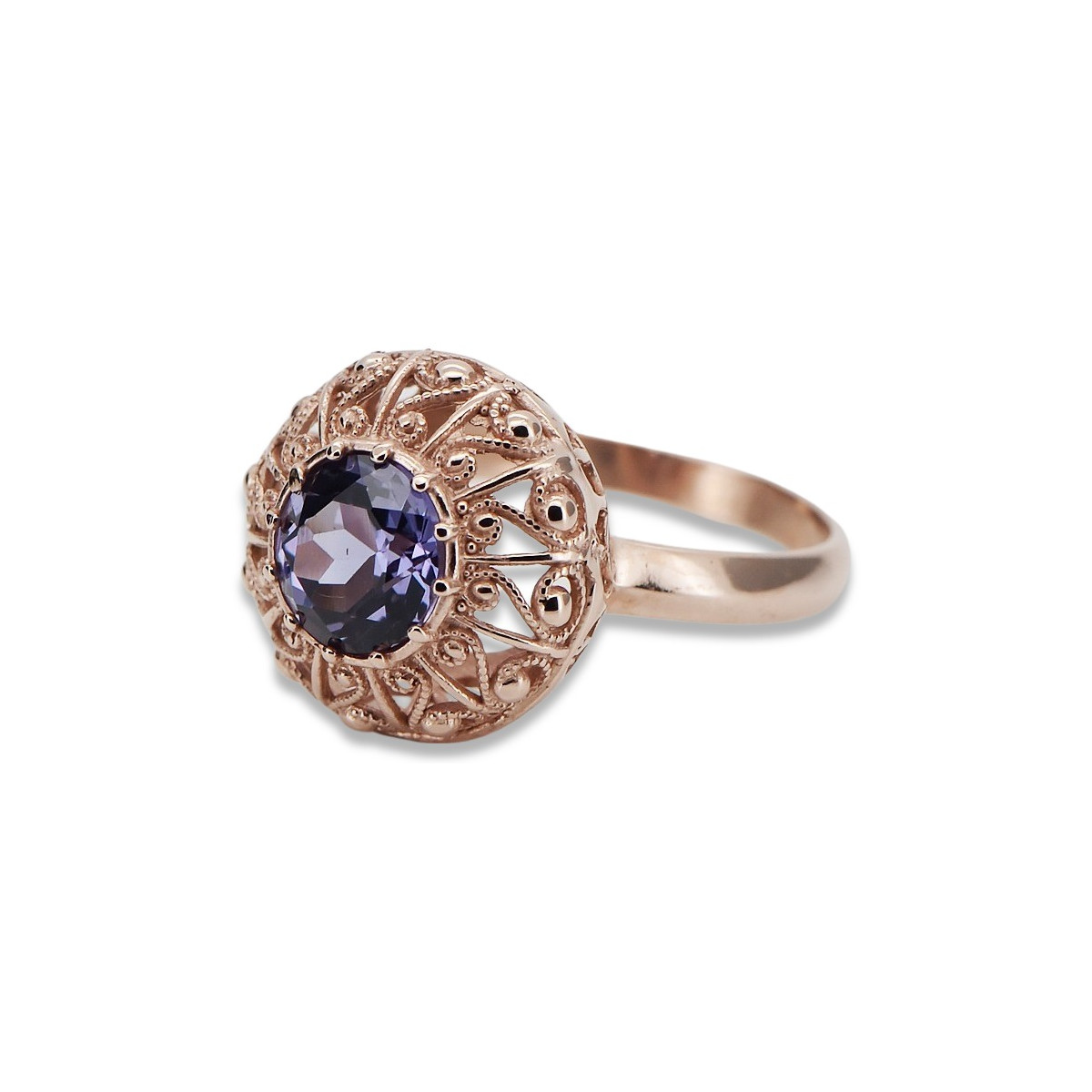 Russie soviétique rose 14k 585 or Alexandrite rubis émeraude saphir Zircon bague vrc059