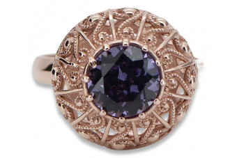 Russisch Sowjetrosa 14 Karat 585 Gold Alexandrit Rubin Smaragd Saphir Zirkon Ring vrc059