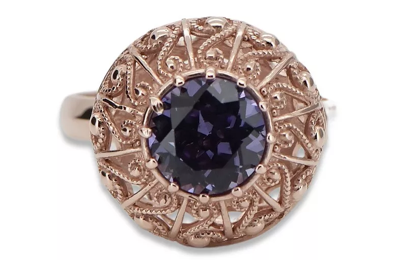 Russie soviétique rose 14k 585 or Alexandrite rubis émeraude saphir Zircon bague vrc059