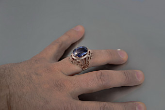 Russe soviétique rose 14k 585 or Alexandrite Rubis Émeraude Saphir Zircon bague vrc031