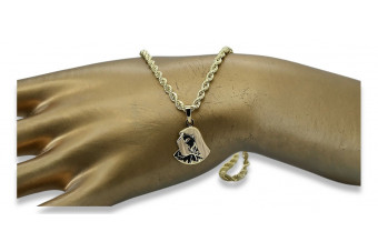 Złoty medalik Bozia 14k 585 z łańcuszkiem Corda pm004yXS&cc019y