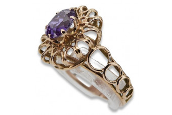 Inel rusesc sovietic roz 14k 585 aur alexandrit rubin smarald safir zircon vrc032