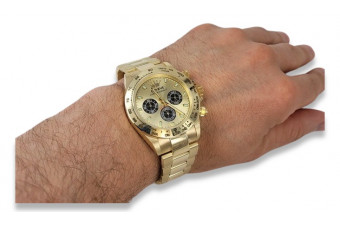 Złoty zegarek z bransoletą męski 14k Geneve mw014ydgb&mbw017y