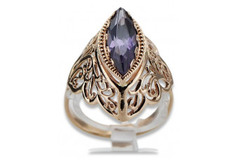 Ruso Soviet rosa 14k 585 oro Alejandrita Rubí Esmeralda Zafiro Zircón anillo vrc017