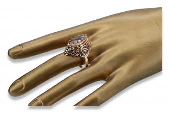 Ruso Soviet rosa 14k 585 oro Alejandrita Rubí Esmeralda Zafiro Zircón anillo vrc017
