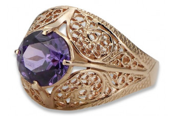 Anillo de zircón de zafiro esmeralda esmeralda de oro soviético ruso 14k 585 de oro Alejandrita esmeralda vrc026