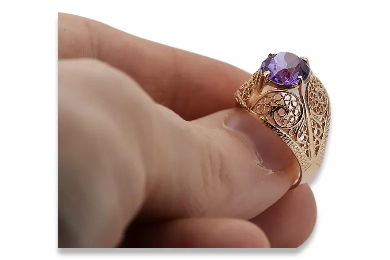 Russe soviétique rose 14k 585 or Alexandrite Rubis Émeraude Saphir Zircon bague vrc026