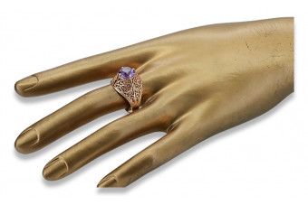 Anillo de zircón de zafiro esmeralda esmeralda de oro soviético ruso 14k 585 de oro Alejandrita esmeralda vrc026
