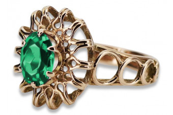 "Original Vintage 14K Rose Gold Ring with Precious Emerald" vrc032