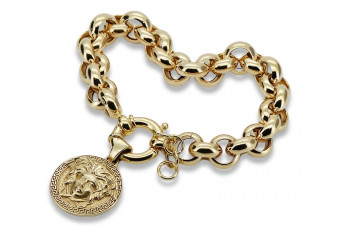 Pulsera de oro 14k 585 con colgante de candado cb009y&cpn049y