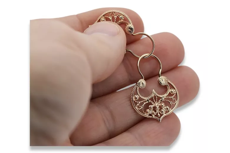 Boucles d'oreilles Gipsy vintage sans pierres en or rose 14 carats 585 d'origine ven022