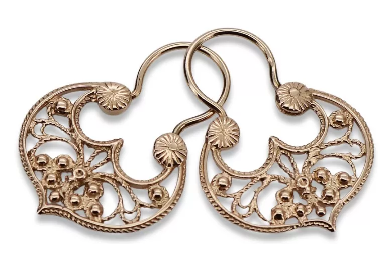 Boucles d'oreilles Gipsy vintage sans pierres en or rose 14 carats 585 d'origine ven022