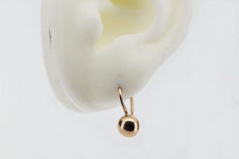 Authentic Vintage No Stones 14K Rose Gold Ball Earrings ven199