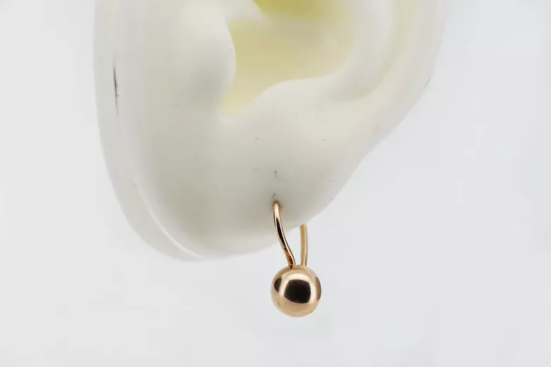 "Exclusivos Aretes de Bola Vintage en Oro Rosa Original de 14k Sin Piedras" ven199